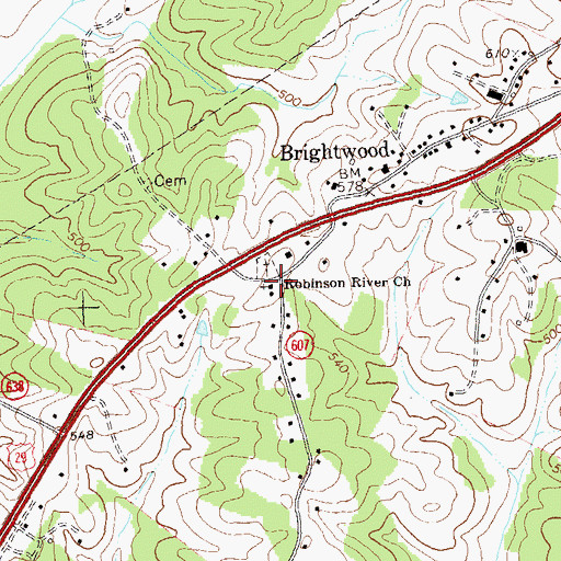 Topographic Map of Robinson River Church, VA