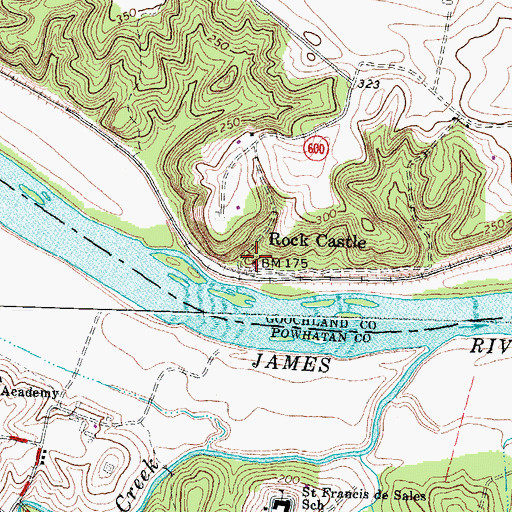 Topographic Map of Rock Castle, VA