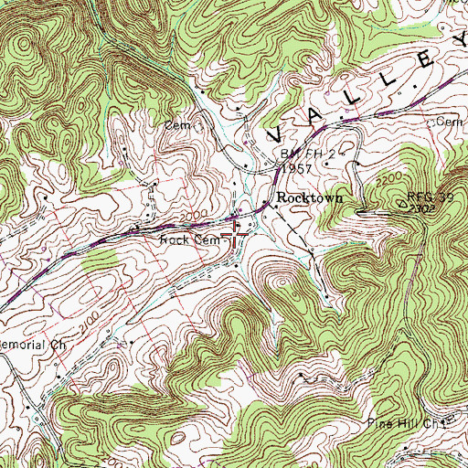 Topographic Map of Rock Cemetery, VA