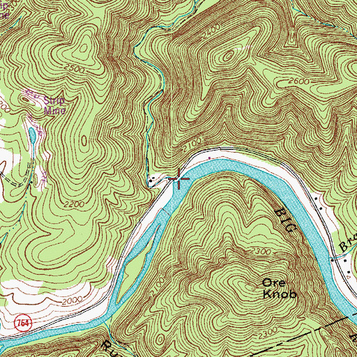 Topographic Map of Rock Creek, VA