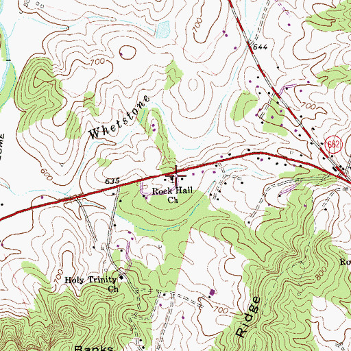 Topographic Map of Rock Hall Baptist Church, VA