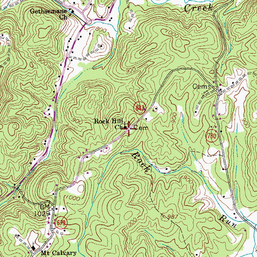 Topographic Map of Rock Hill Church, VA