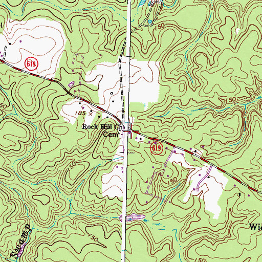 Topographic Map of Rock Hill Church, VA