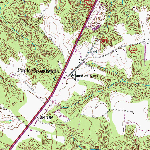 Topographic Map of Rock of Ages Church, VA