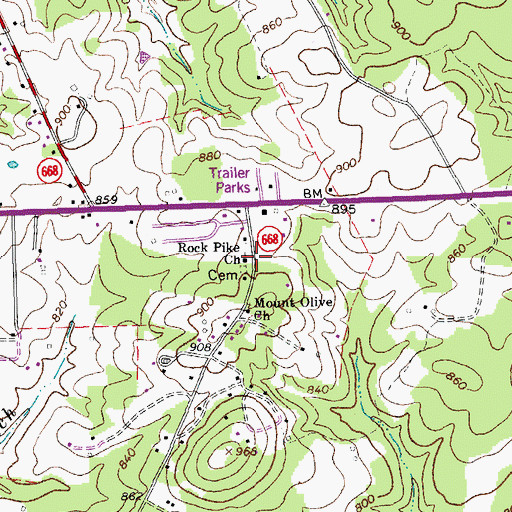 Topographic Map of Rock Pike Church, VA