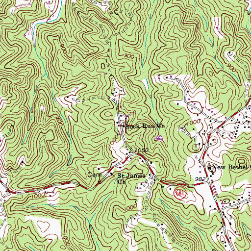 Topographic Map of Rock Run Church, VA