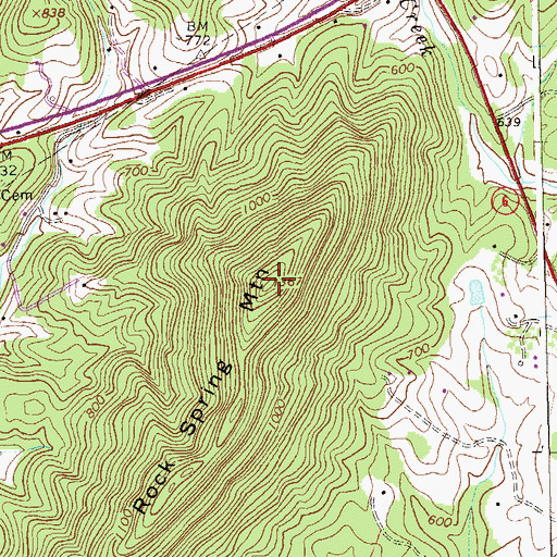 Topographic Map of Rock Spring Mountain, VA