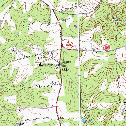 Topographic Map of Rock Springs Church, VA