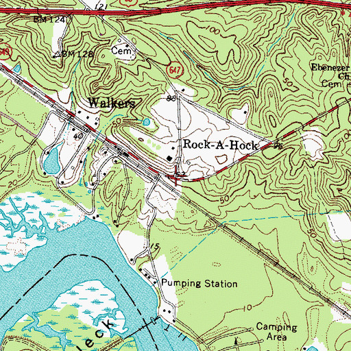 Topographic Map of Rock-A-Hock, VA