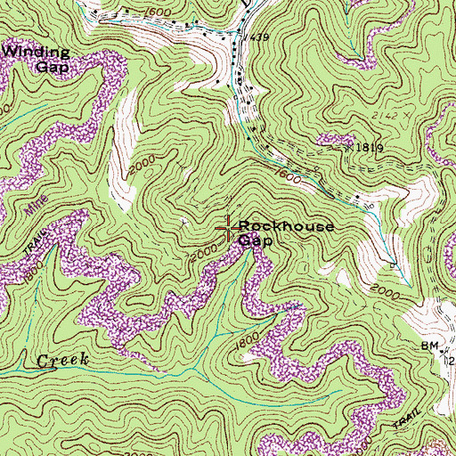 Topographic Map of Rockhouse Gap, VA