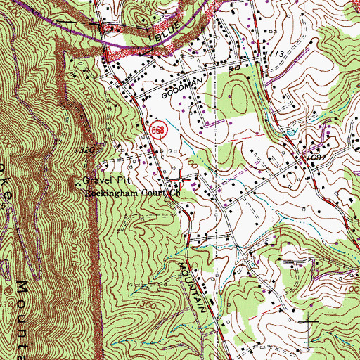 Topographic Map of Rockingham Court Church, VA