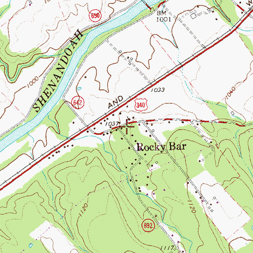 Topographic Map of Rocky Bar, VA