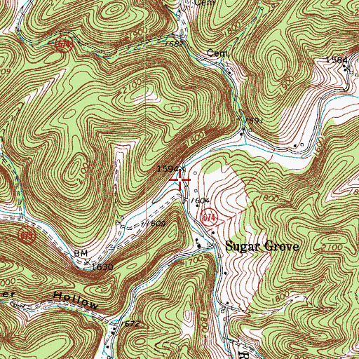 Topographic Map of Rocky Branch, VA