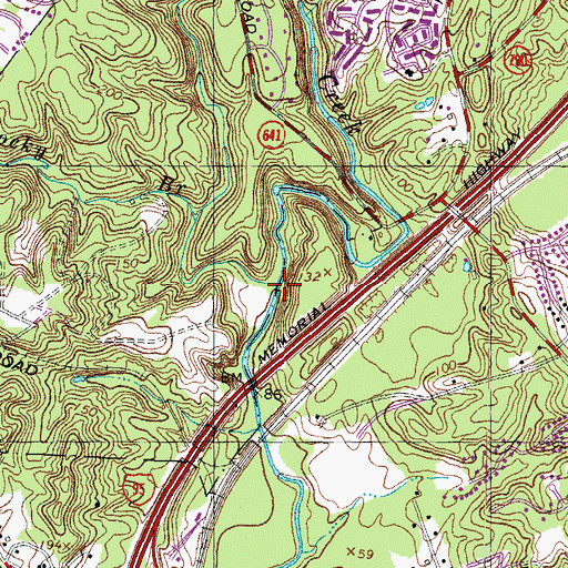 Topographic Map of Rocky Branch, VA