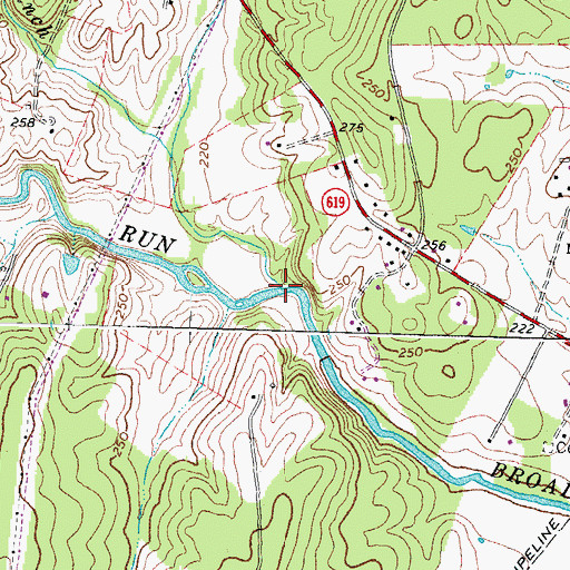 Topographic Map of Rocky Branch, VA