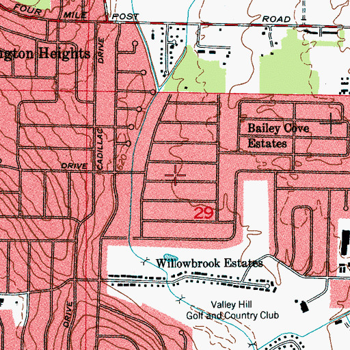 Topographic Map of Vestavia Estates, AL