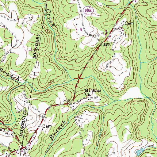 Topographic Map of Rocky Ford Branch, VA