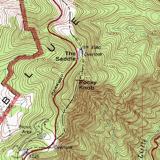 Topographic Map of Rocky Knob, VA