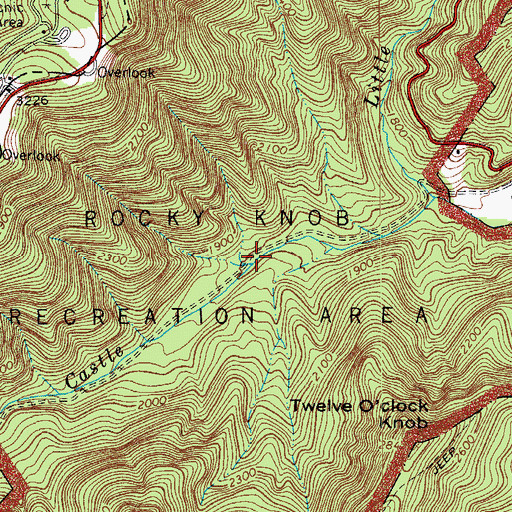 Topographic Map of Rocky Knob Recreation Area, VA