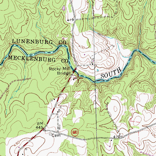 Topographic Map of Rocky Mill Bridge, VA