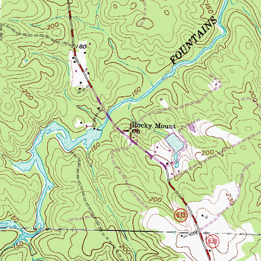 Topographic Map of Rocky Mount Church, VA