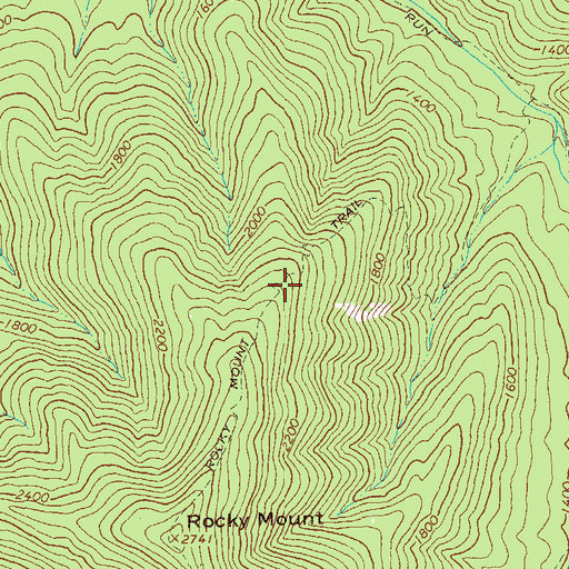 Topographic Map of Rocky Mount Trail, VA