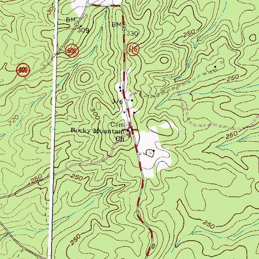 Topographic Map of Rocky Mountain Church, VA
