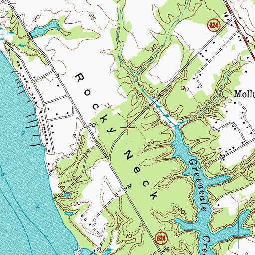 Topographic Map of Rocky Neck, VA