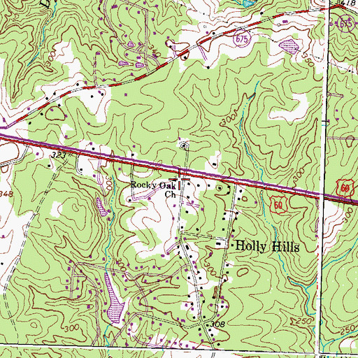 Topographic Map of Rocky Oak Church, VA