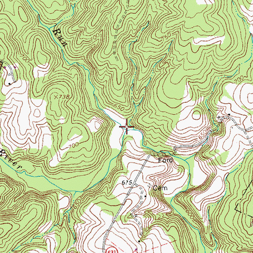 Topographic Map of Rocky Run, VA
