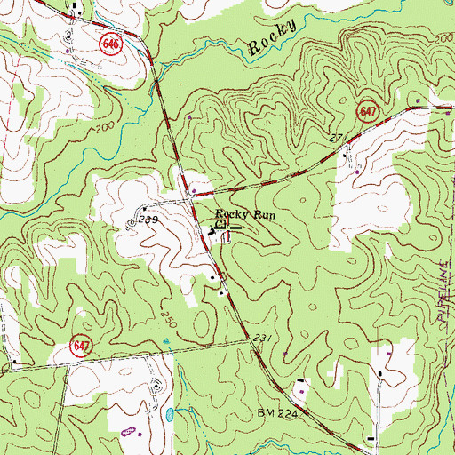 Topographic Map of Rocky Run Church, VA
