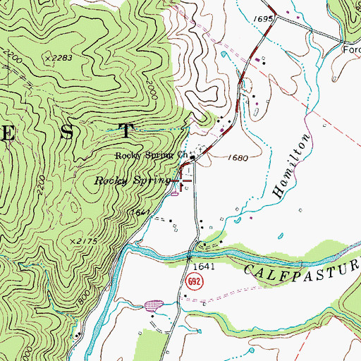 Topographic Map of Rocky Spring, VA