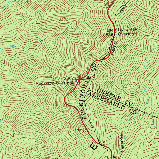 Topographic Map of Rockytop Overlook, VA