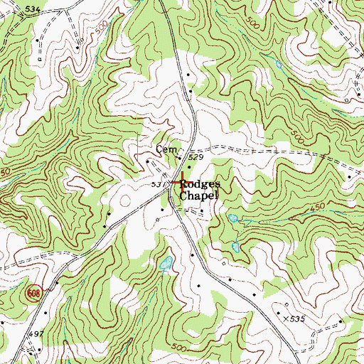 Topographic Map of Rodges Chapel, VA