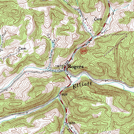 Topographic Map of Rogers, VA