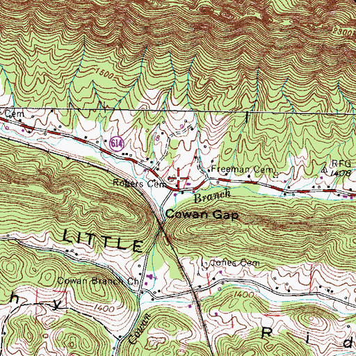 Topographic Map of Rogers Cemetery, VA