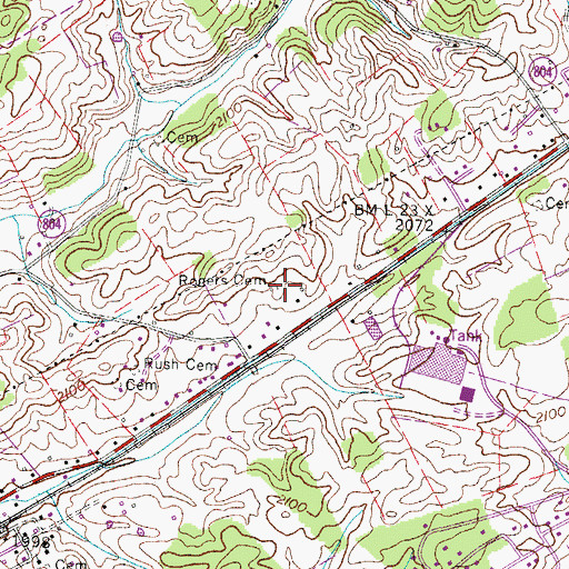 Topographic Map of Rogers Cemetery, VA
