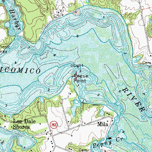 Topographic Map of Rogue Point, VA