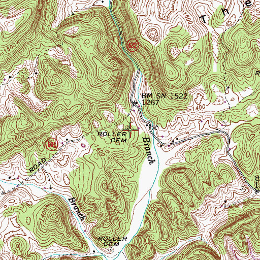 Topographic Map of Roller Cemetery, VA