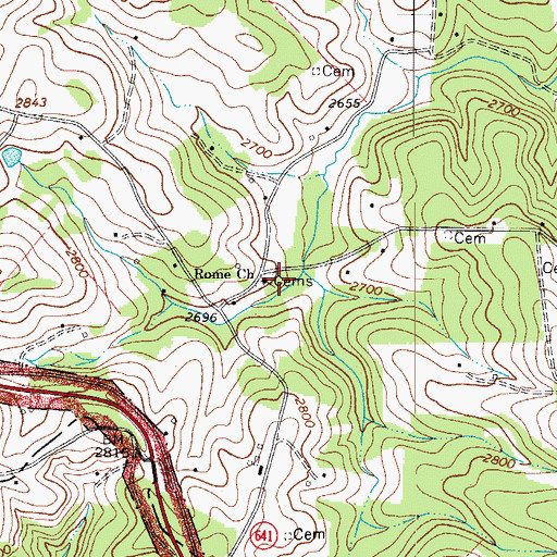 Topographic Map of Rome Church, VA