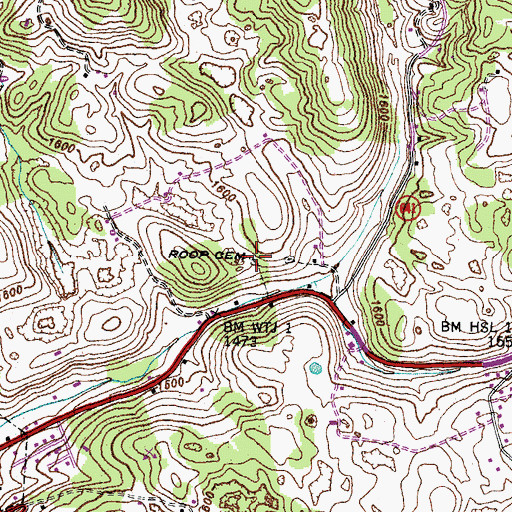 Topographic Map of Roop Cemetery, VA