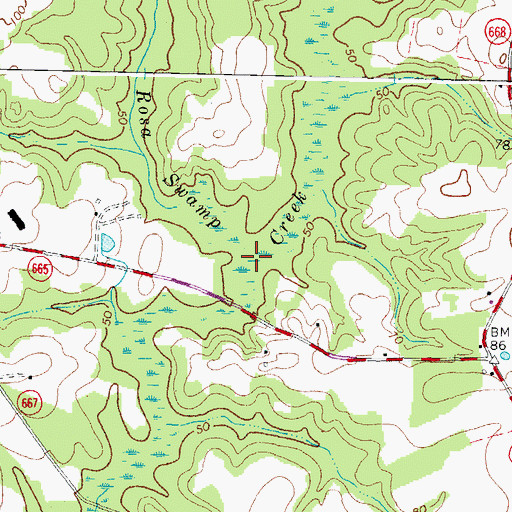 Topographic Map of Rosa Swamp, VA