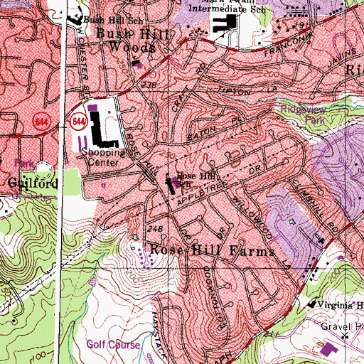Topographic Map of Rose Hill Elementary School, VA