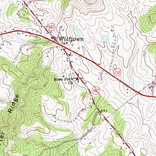 Topographic Map of Rose Park United Methodist Church, VA