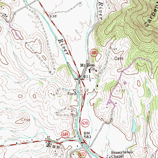 Topographic Map of Rose River, VA