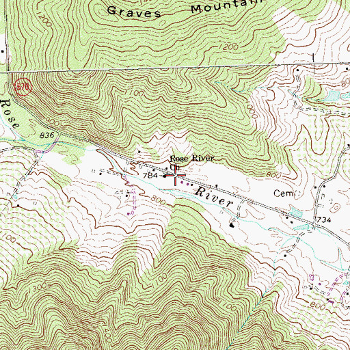 Topographic Map of Rose River Church, VA