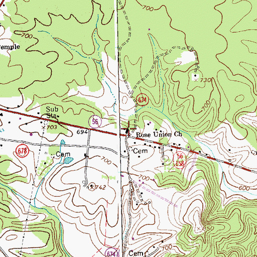 Topographic Map of Rose Union Church, VA