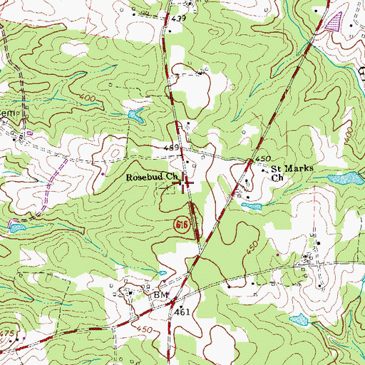 Topographic Map of Rosebud Church, VA