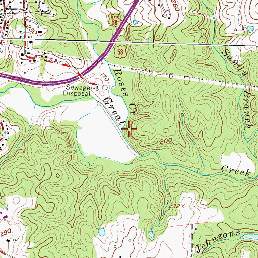 Topographic Map of Roses Creek, VA