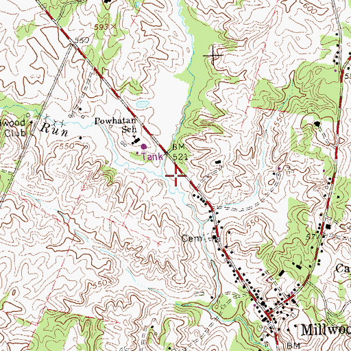 Topographic Map of Roseville Run, VA